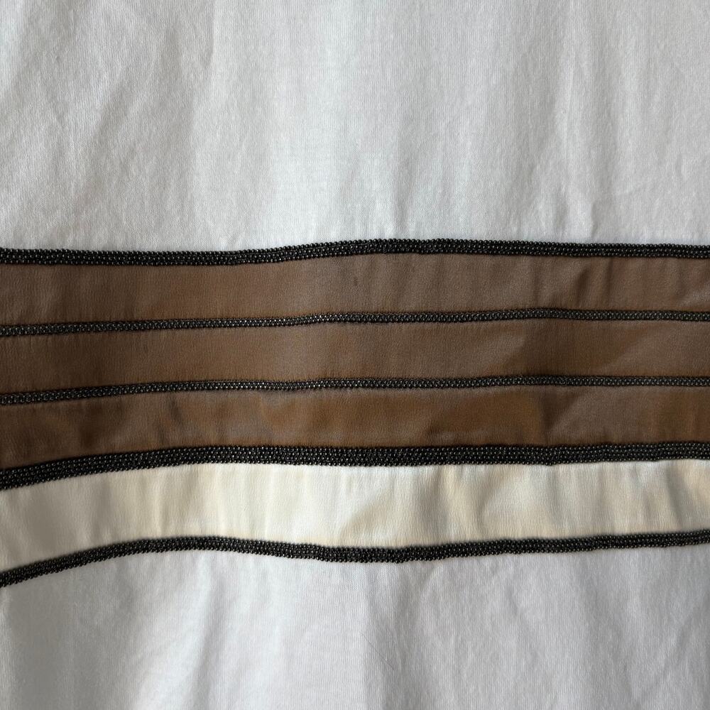 Brunello Cucinelli White Stripe Patterned‎ Crewneck Short Sleeve T-Shirt Size M - Picture 4 of 7